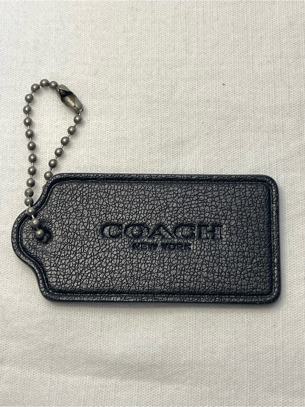 Coach Black Leather Hang Tag with Ball Chain